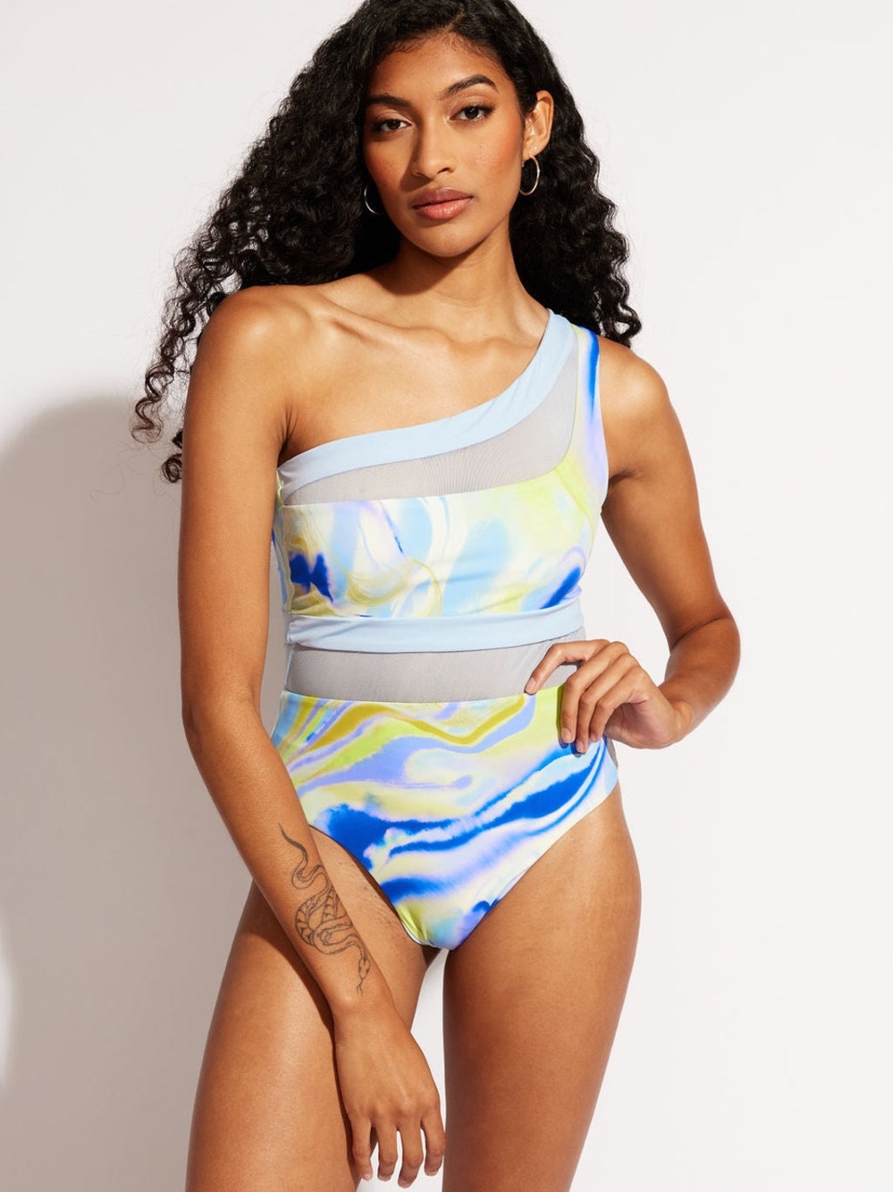 Anthropologie Nomads Swim Suit Coast One Piece II Sky Geode One Shoulder NWT XS